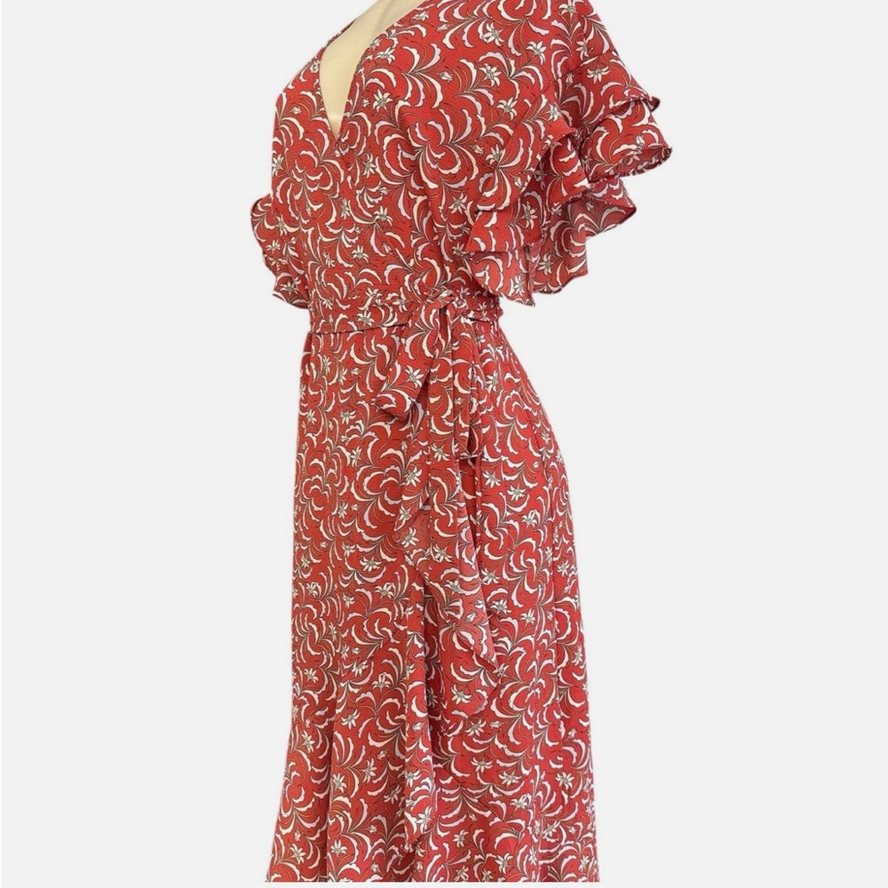 Max Studio Ruffle Crepe High/Low Wrap Midi Dress - Picture 9 of 15